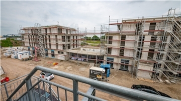 80 Meter ist das Gebäude lang, in dem die neue Kita im Warrings-Quartier in Wulsdorf untergebracht wird.