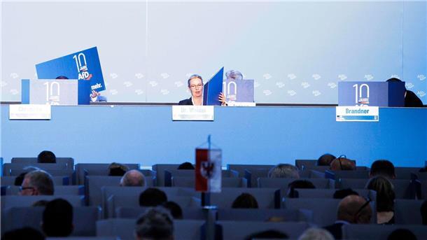 Besorgnis wegen möglicher AfD-Wahlerfolge wächst AfD-Bundesvorsitzende und Fraktionsvorsitzende der AfD, Alice Weidel bei der Europawahlversammlung in der Messe Magdeburg.
