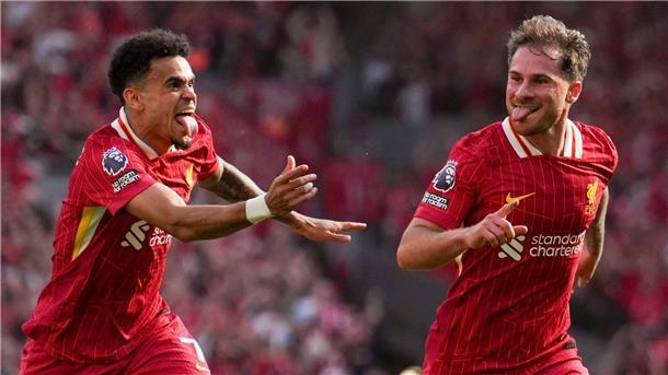 Alexis Mac Allister trafen Luis Diaz beim 5:1, mit dem sich Liverpool die 20. Meisterschaft sicherte.