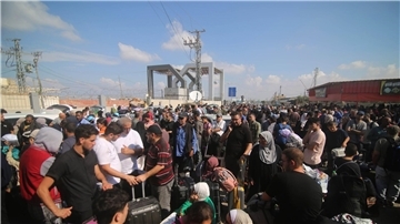Am Grenzübergang Rafah im südlichen Gazastreifen.