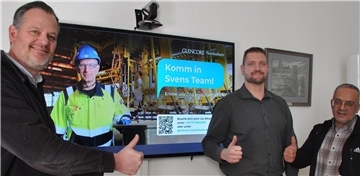Am Montag startet bei Glencore eine Werbekampagne für die Gewinnung neuer Mitarbeiter. Unser Bild zeigt (von links) den Geschäftsführer von Glencore Nordenham Thomas Hüser sowie die Betriebsratsvorsitzenden der Zinkhütte und der Bleihütte, Klaus Garlichs und Cebrail Demir.