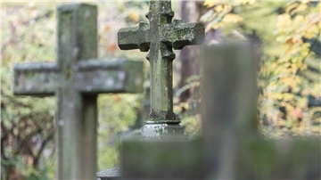 Kreuze auf einem Friedhof.