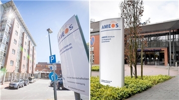 Ameos-Kliniken Mitte (links) und am Bürgerpark