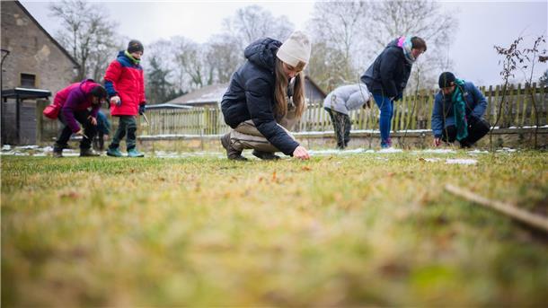 Klosterwald statt Supermarkt - Events in der Natur gefragt An dem Kurs „Wildkräuter im Winter“ nehmen angehende Waldpädagoginnen teil.