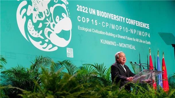 Eindringliche Appelle beim Weltnaturgipfel in Kanada Antonio Guterres, Generalsekretär der Vereinten Nationen, hält eine Rede bei der Eröffnungszeremonie der 15. Tagung des Weltnaturgipfels.