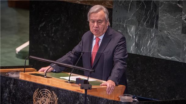 UN-Gipfel: Ja zu Entwicklungszielen - doch wenig Fortschritt António Guterres spricht bei der Konferenz über Stand der Nachhaltigkeitsziele der Vereinten Nationen.