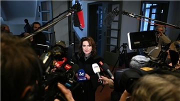 Anwältin Astrid Wagner vor Verhandlungsbeginn des Prozesses im österreichischen Krems.