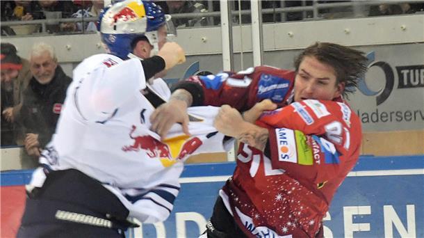 Pinguins schlagen München, verlieren aber die Tabellenführung Auch einen Faustkampf bekamen die Zuschauer geboten - in dem Jake Virtanen (rechts) ein paar Schläge von Konrad Abeltshauser einsteckte.