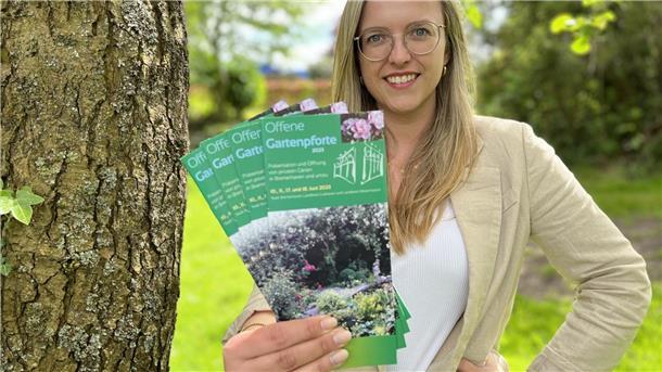 Klimaschutzmanagerin Katharina Koop rührt noch einmal kräftig die Werbetrommel für die „Offene Gartenpforte".