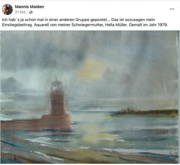 Auch Maler faszinierte die Nordmole. Hier ein stimmungsreiches Aquarell.