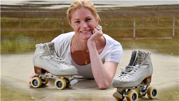 Constance Hoßfeld-Seedorf und Rollschuhe