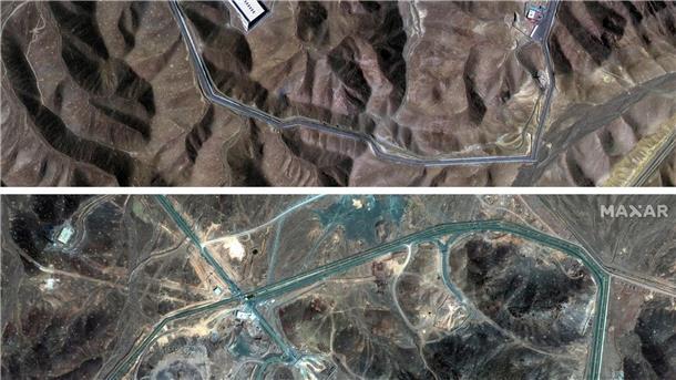 Auf Satellitenaufnahmen sind oberhalb der Atomanlage Fordo die Einschlagslöcher der US-Bomben zu erkennen. 