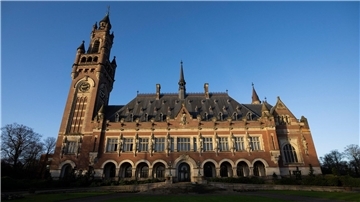 Außenansicht des Friedenspalastes in Den Haag, in dem der Internationale Gerichtshof der Vereinten Nationen seinen Sitz hat.