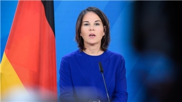 Außenministerin Annalena Baerbock äußert sich bei einer Pressekonferenz.