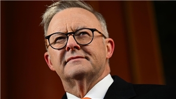 Australiens Premierminister Anthony Albanese bei einer Pressekonferenz.