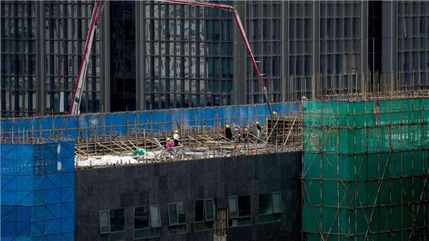 Bau eines Bürogebäudes in Peking.