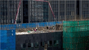 Bau eines Bürogebäudes in Peking.