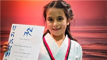 Bei ihrem ersten Start bei einem Turnier holte Masa Aljawad von der Judoschule Kano gleich den Sieg.