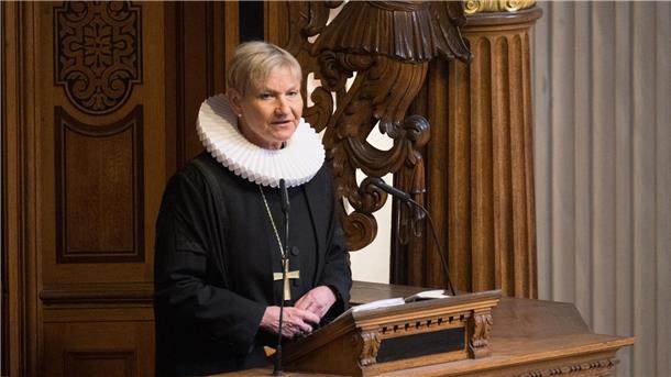 Trauerstaatsakt für Wolfgang Schäuble in Berlin Beim Gedenkgottesdienst im Berliner Dom würdigte die EKD-Ratsvorsitzende, Bischöfin Kirsten Fehrs, die Vorbildfunktion Schäubles.
