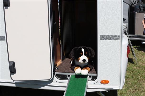 Bello reist komfortabel: Die Hundehütte im Wohnwagen lässt keine Wünsche offen.