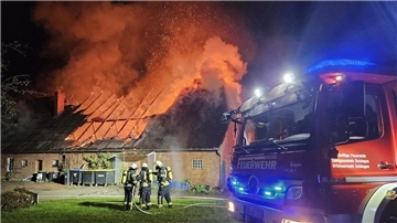 Bereits zur Alarmierung der Feuerwehren schlugen Flammen aus dem Dachstuhl.
