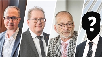 Bernd Schomaker (FDP) ist Baudezernent in Bremerhaven. Sein Nachfolger tritt im März 2025 seinen Dienst an. Gehandelt werden Marco Kewes (links) und Thorsten Raschen.