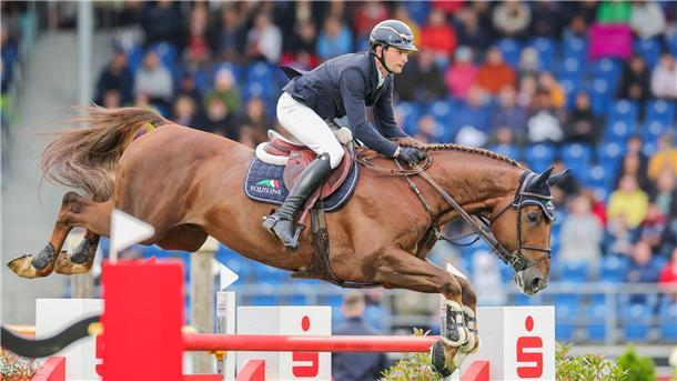 Bester deutscher Springreiter im NRW-Preis: Patrick Stühlmeyer mit Drako.