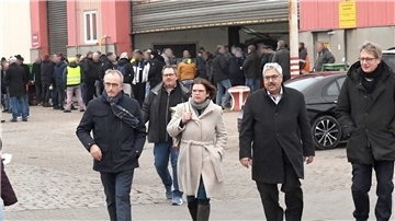 Betriebsversammlung bei der Lloyd Werft (von links): Carsten Sippel, Nils Bothen, Kristina Vogt, Melf Grantz, Per Hendrik Heerma.