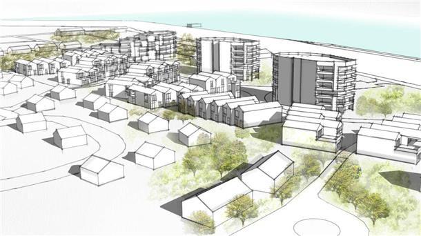 Zeichnung des geplanten Nordseeresorts in der Helma-Version.