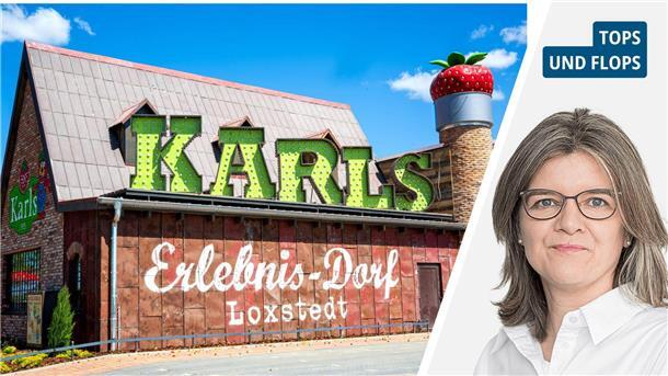 Karls Schriftzug am Gebäude und Porträt Julia Dührkop