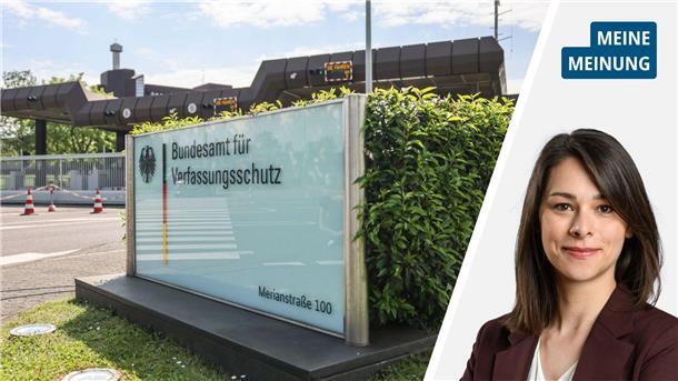 Schild mit der Aufschrift "Bundesamt für Verfassungsschutz.