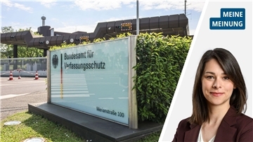 Schild mit der Aufschrift "Bundesamt für Verfassungsschutz.