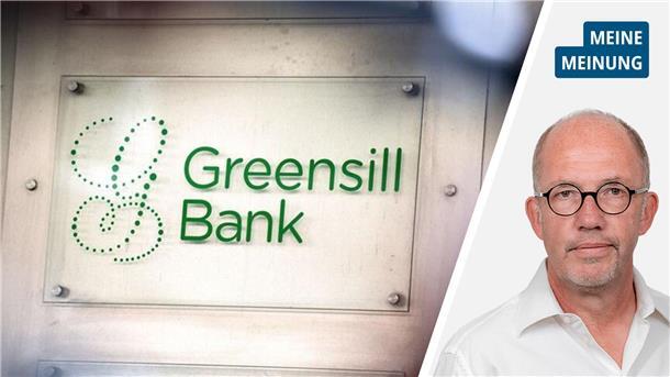 Firmenschild der insolventen Greensill-Bank.