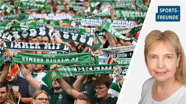 Werder-Fans feiern mit Schals ihre Mannschaft