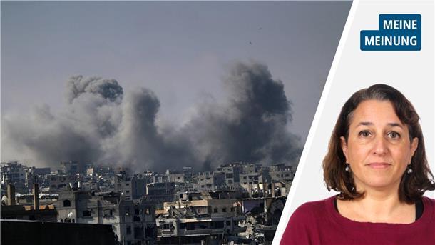 Rauch nach Bombenangriffen auf Gaza - Kommentatorin Mey Dudin