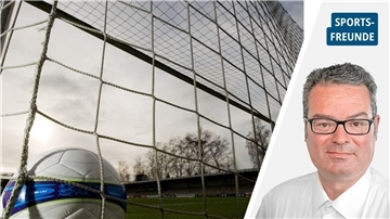 Ein Ball liegt in einem Fußball-Tor.