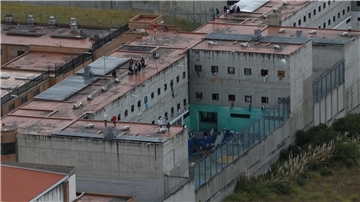 Blick auf das Turi-Gefängnis, wo Dutzende von Gefängniswärtern und Polizisten von den Insassen entführt wurden.