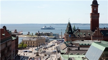 Blick auf den Hafen von Helsingborg, dem Einfallstor für Drogen nach Schweden.