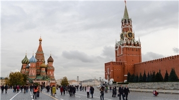 Blick auf den Roten Platz und den Kreml in Moskau.