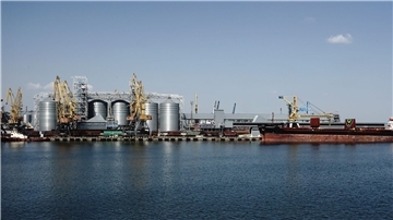 Blick auf den Seehafen von Odessa.