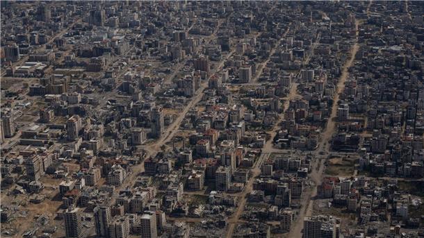 Blick auf zerstörte Gebäude im Gazastreifen.