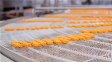 Blick in die Produktion der neuen veganen Fischstäbchen bei Frosta.