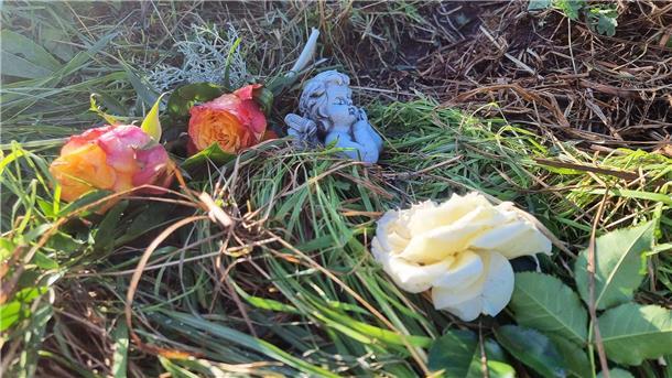 Möglicherweise heiße Spur nach weiterer Gewalttat Blumen und eine Engelsfigur liegen am Tatort im niedersächsischen Landkreis Diepholz.