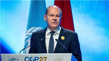 Bundeskanzler Olaf Scholz (SPD) spricht bei der Weltklimakonferenz COP27.