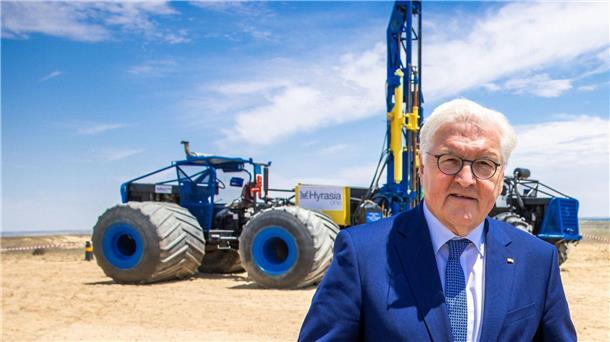 Kasachstans Steppe - liegt hier Deutschlands Energiezukunft? Bundespräsident Frank-Walter Steinmeier besucht das Wasserstoffprojekt „Hyrasia One“ in Kasachstan.