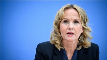 Bundesumweltministerin Steffi Lemke (Bündnis 90/Die Grünen) bei der Bundespressekonferenz.