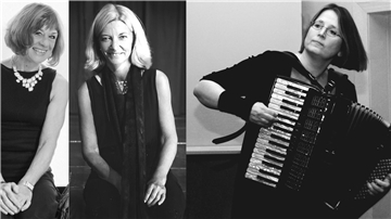 Carla Mantel (von links), Angelika Scholl (Klavier) und Mariska Nijhof (Akkordeon) gestalten einen musikalisch-literarischen Abend.