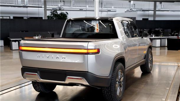 Das Archivbild zeigt einen Rivian R1T in Plymouth, Michigan.