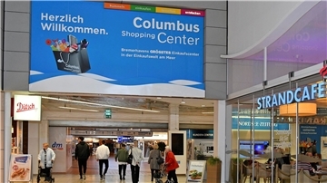 Eine Einkaufspassage im Columbus-Center.