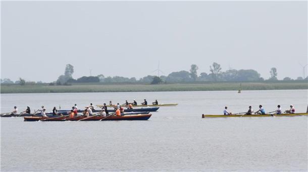 Das Foto zeigt eine Szene der Regatta „Rund um die Strohauser Plate“.